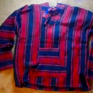 Striped Red and Blue Pullover Hoodie